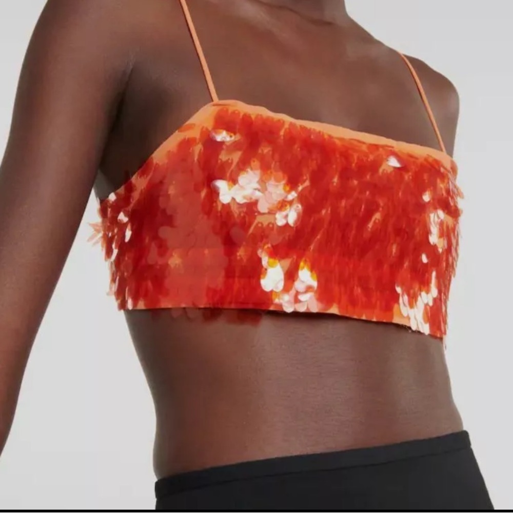 Rotate Birger Christensen Orange Sequin Lotte Crop Top